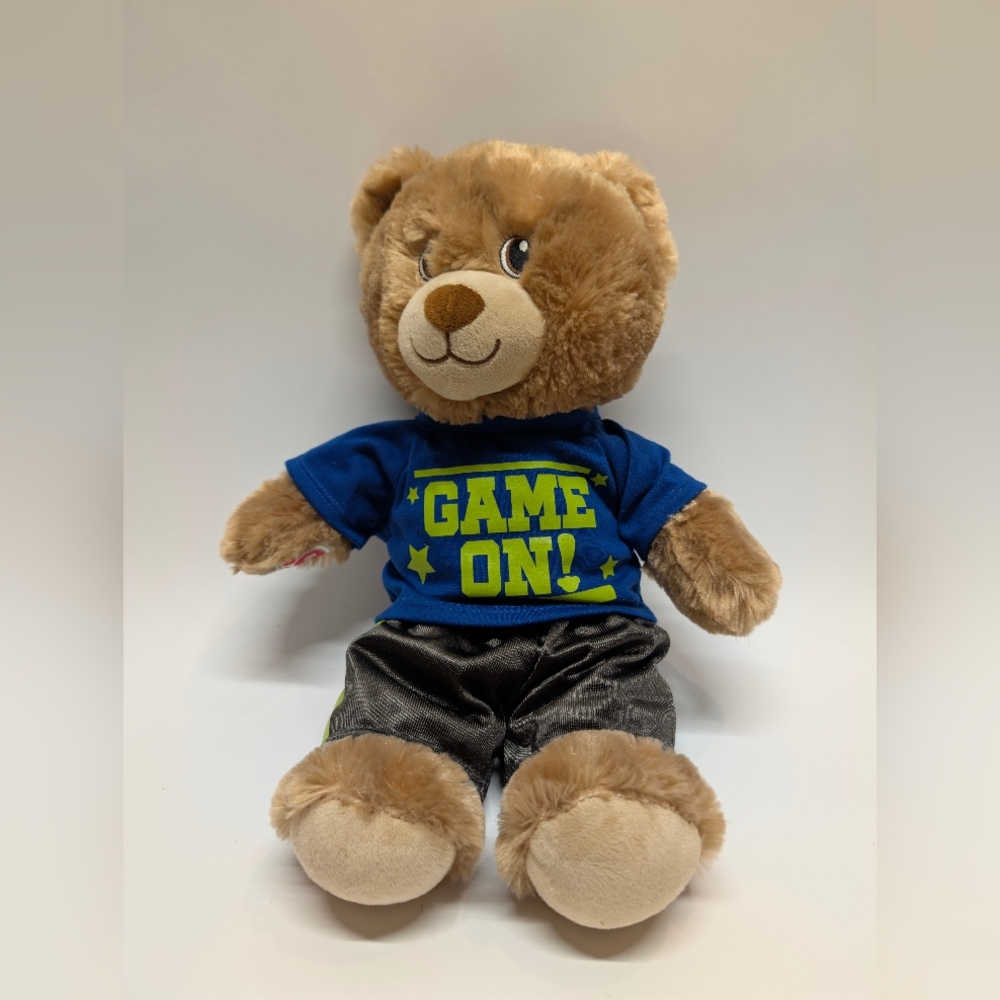 Build-A-Bear Brown Teddy with Blue and Green Shirt